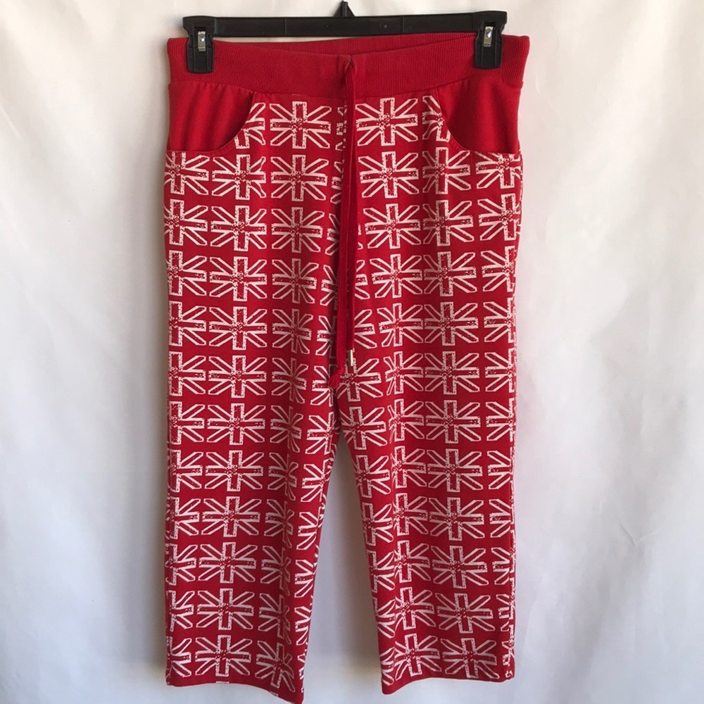 Union Jack Flag Pattern Drawstring Lounge Capris - image 1